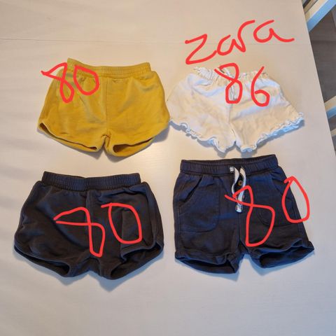 Pent brukte shorts. 3 stk fra kappAhl. 1 stk fra Zara