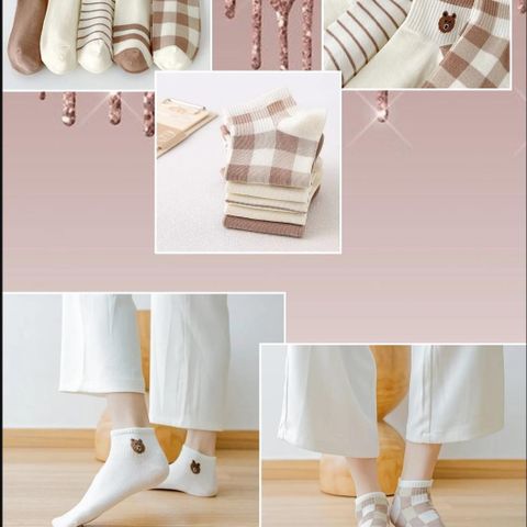 Sokker, 5 par, til damer. Nydelig mønster