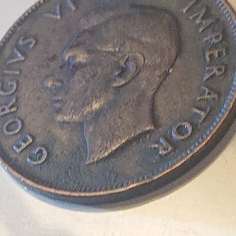 1 Sør Afrikansk penny fra 1945. Pen mynt.