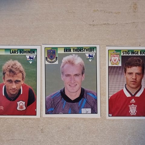 3 norske fotballspillere Merlin klistremerker 1995