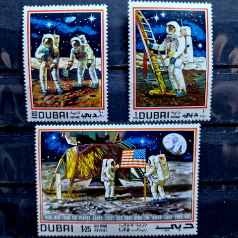 Dubai 1960's - Romfart / Armstrong USA - MNH - UAE 3 Frimerker