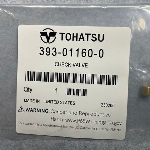 Tohatsu motor check valve