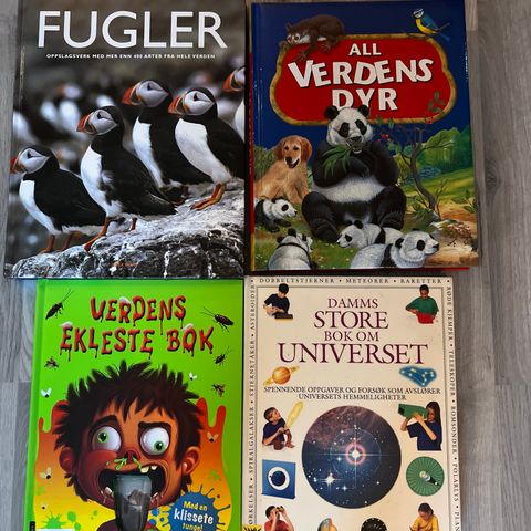 Bøker/bok, Fugler, alle verdens dur, universet…