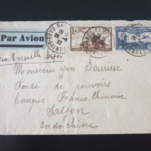 Frimerke brev  France 1932 .Paris - Indo-Chine Saigon (1405)