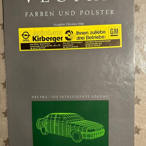 Brosjyre av Opel Vectra A (Farger og interiør - 10/1998)