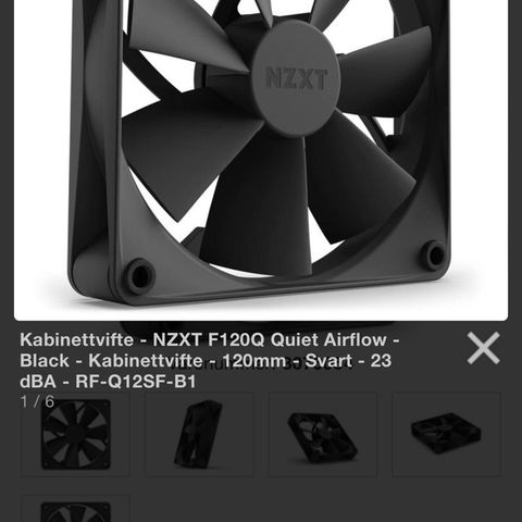 NZXT F120Q Quiet Airflow - Black - Kabinettvifte - 120mm - Svart - 23 dBA