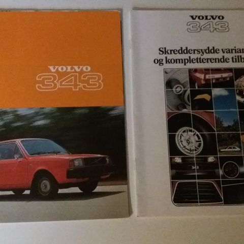 Volvo 343 -brosjyrer selges samlet. (2stk) NORSK tekst.