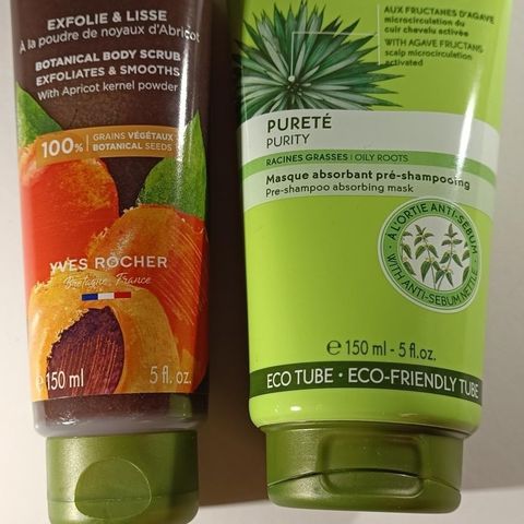 Yves Roches,- Botanical body scrub og Pre shampooing absorbing mask,- NY