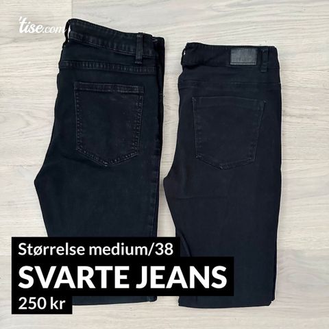 To stk svarte jeans (str M/38)