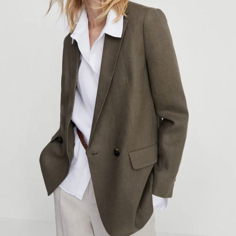 Oversized blazer i lin fra Mango - str S