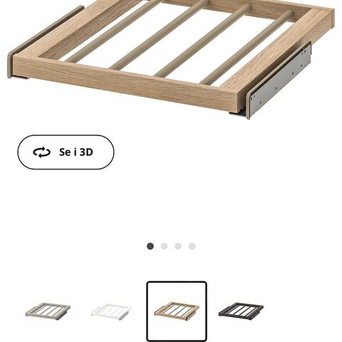 Kompliment buksehenger for Pax-skap fra Ikea. Trefarget.