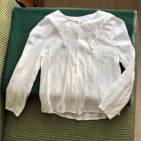 Ubrukt pen-bluse, bomull, str. 152, Zara