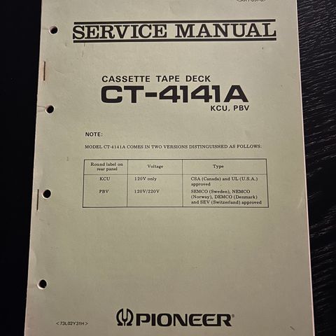 Pioneer CT-4141 service manual