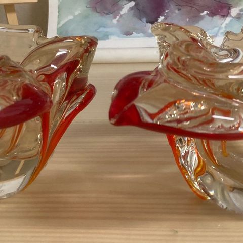 2 Kunstskåler fra Magnor glassverk