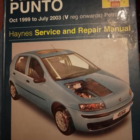 Fiat Punto oktober 1999-juli 2003 reparasjons og service bok.