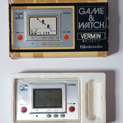 Pent brukt Nintendo Game & Watch Vermin MT-03 m/boks (mangler batteri deksel)