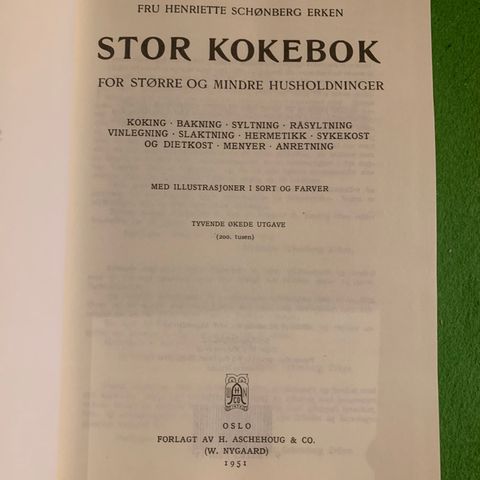 Fru Henriette Schønberg Erken - Stor kokebok (1951) (2003)