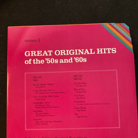 Great Original Hits of the 50s and 60s Record 1-8