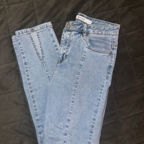 NA-KD denim bukse med splitt (36)