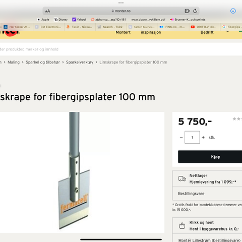 Limskrape for fibergips 100mm