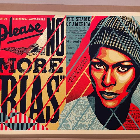 NO MORE BIAS - Shepard Fairey (OBEY GIANT) - Street art - Screen print