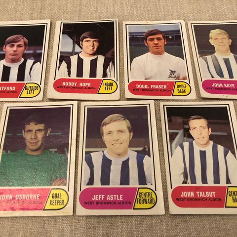 West Bromwich Albion - 7 stk A&BC 1969 fotballkort