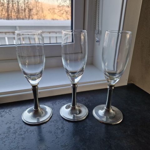 Herregårdstinn hvitvin glass