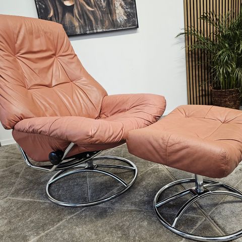 Stressless® Master 1976 lenestol fra Ekornes, stål understell- Cognac skinn!