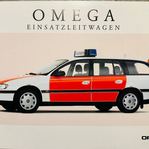 Brosjyre av Opel Omega kommando-bil - 7/1994 (Utrykningskjøretøy)