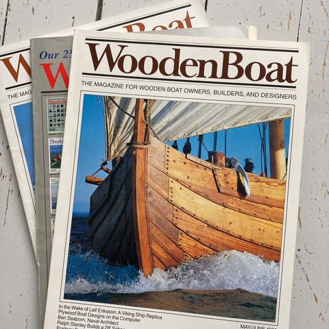 Bøk/blad til trebåt entusiaster, Woodenboat magazine, Boatbuilding books, novels