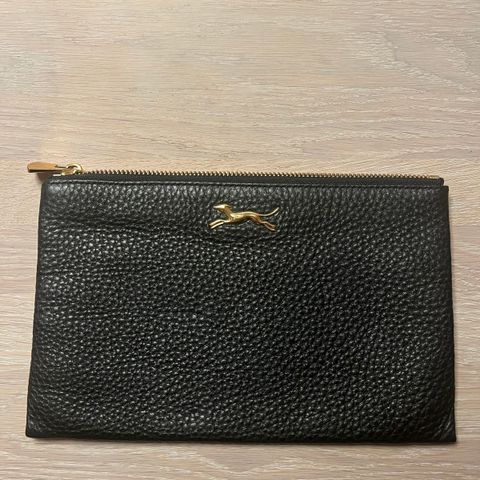 Veske skinn - svart pung/clutch