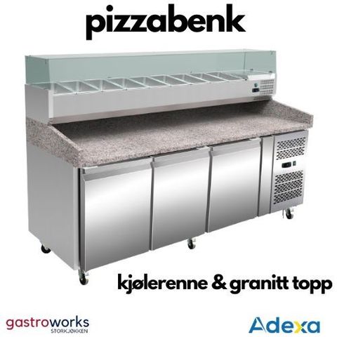 Pizzabenk med kjølerenne og granittopp - Adexa - fra Gastroworks