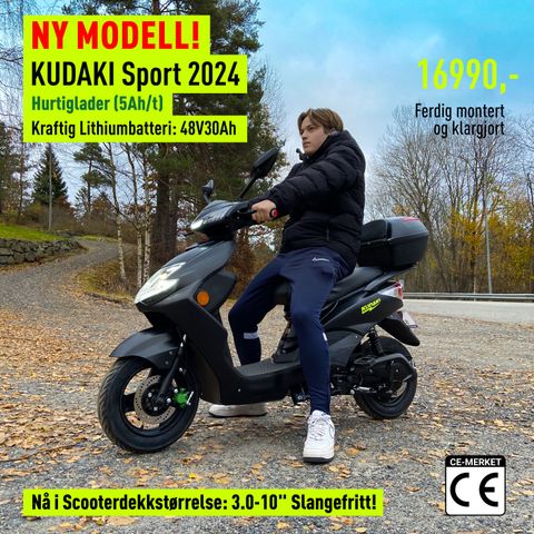 Kudaki Sport 2024 Litiumbatteri El Scooter Elscooter- Skien