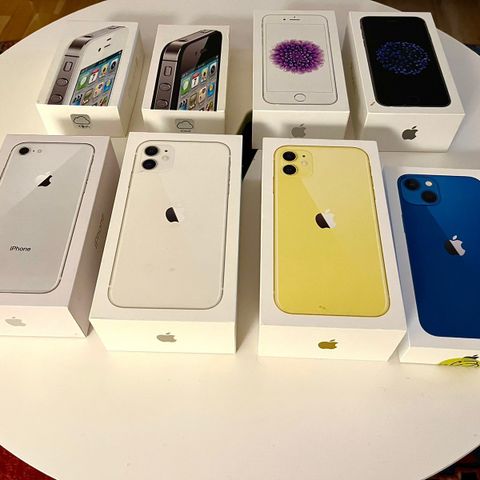 Iphone 4S, 6, 8, 11, 15 bokser og IPad bokser (tomme)
