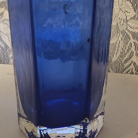 Retro kobolt blå Hadeland vase Blåtind