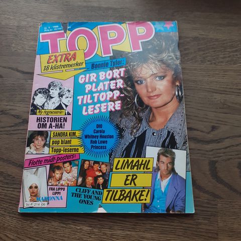 TOPP NR. 6. 1986. NORSK UNGDOMSMAGASIN. POP ROCK.