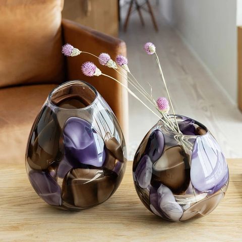 💜🤎🤍NYDELIG HÅNDBLÅST ORGANISK VASE "JOPLIN" #PERFECT HOME