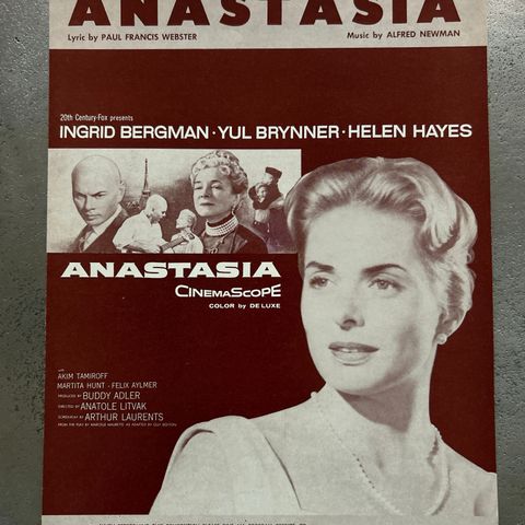 Notehefte - Anastasia - Webster & Newman - Sheet Music 1956