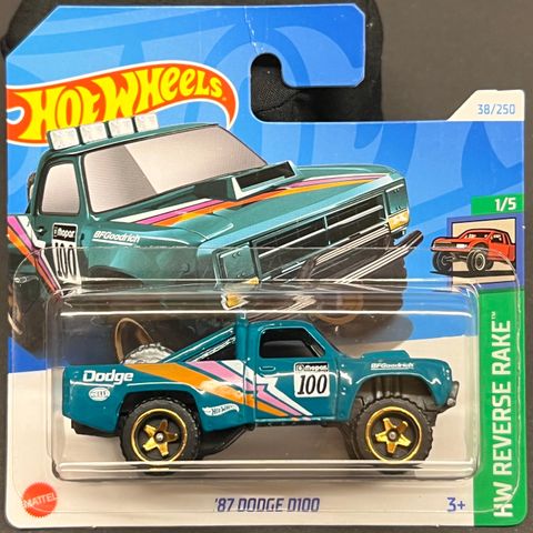 Hot Wheels 87 Dodge D100 - HW REVERSE RAKE - HTB89