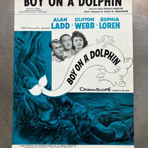 Notehefte - Boy on a Dolphin- Webster & Friedhofer- Sheet Music 1957