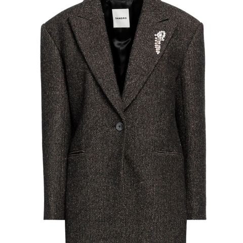 SANDRO: Madison brooch-detail wool-blend blazer