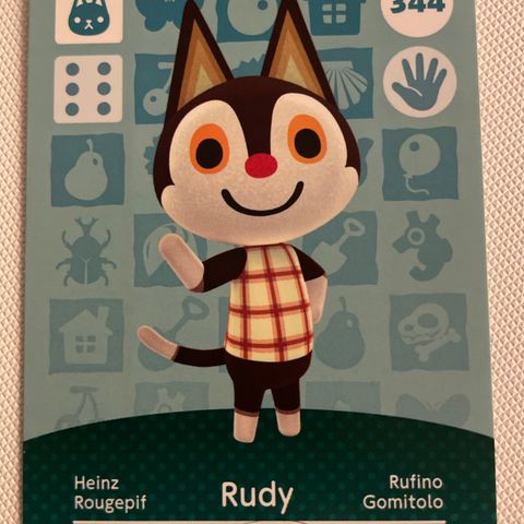 Animal Crossing Amiibo card 344 Rudy