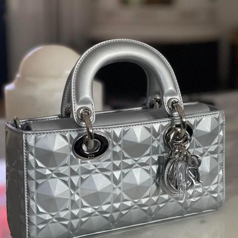 Dior Small D-Joy Metallic Silver Diamond Limited Edition