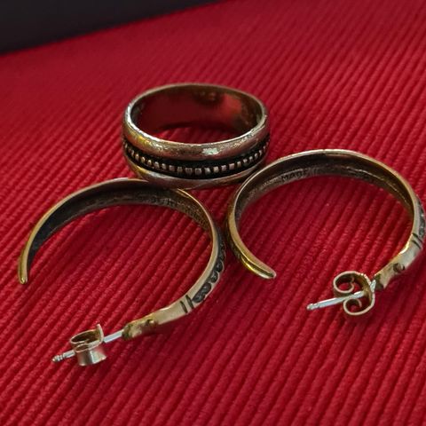 Øredobber, snorre smykker av Sigmund Espeland og bronse ring