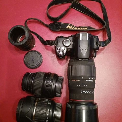 Nikon D40 med 3 objektiver ++