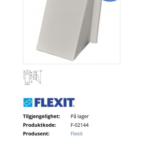 Flexit kappe med karm, ventilasjonsrist 150x150 mm
