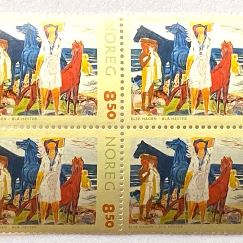 Norge 2003 Norsk grafikk I - Else Hagen "Blå hester"4-blokk  NK 1493 Postfrisk