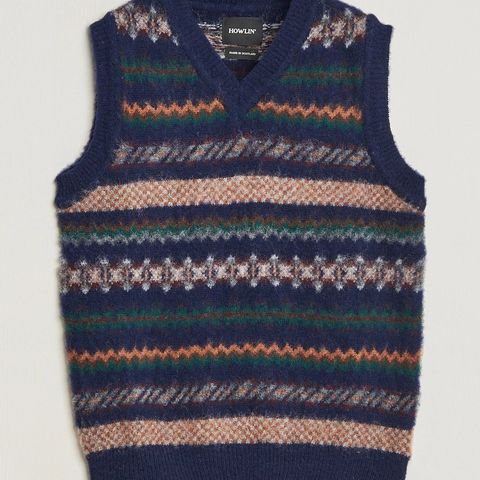 HOWLIN' Brushed Wool Vest Navy