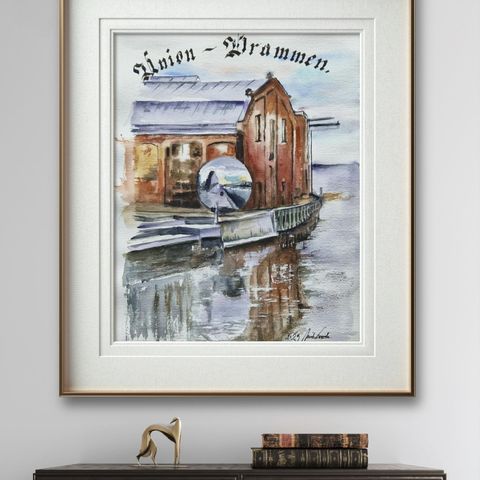 Original akvarell - "Union- Drammen "