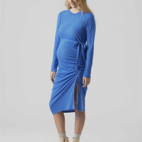 New Mamalicious blue draped dress, size XL